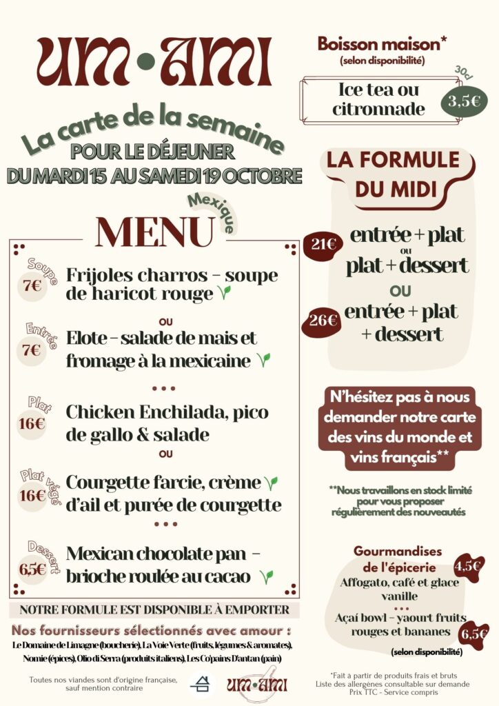 menu du 15 au 19 octobre